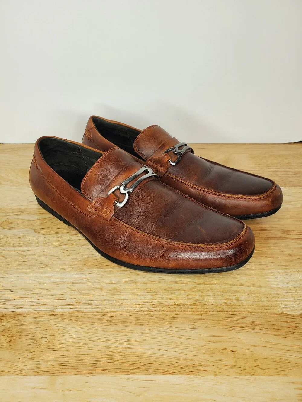 Stacy Adams Shoes Mens Size 10.5 M Brown Leather Bit Loafers Slip On Dress
